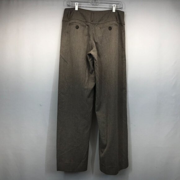 CARTONNIER - WOMEN'S 6 - BROWN POLYESTER BLEND PLEATED FRONT WIDE LEG PANTS - Picture 4 of 8